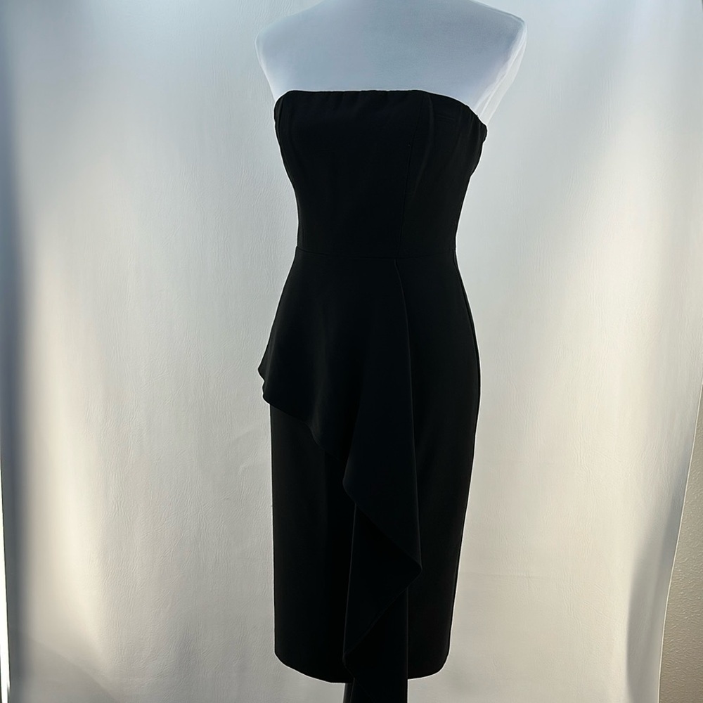 Black Halo Pencil With Ruffle Strapless Dress, 2